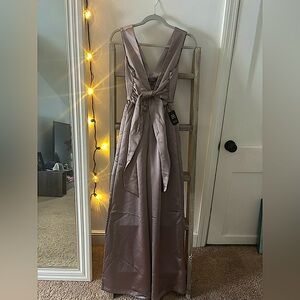 Express satin sleeveless jumpsuit in mauve